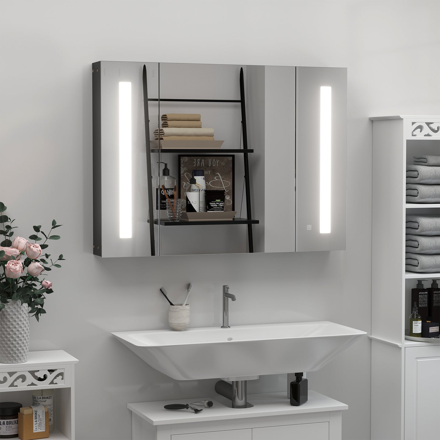 LED Lighted Mirrored Medicine Cabinet