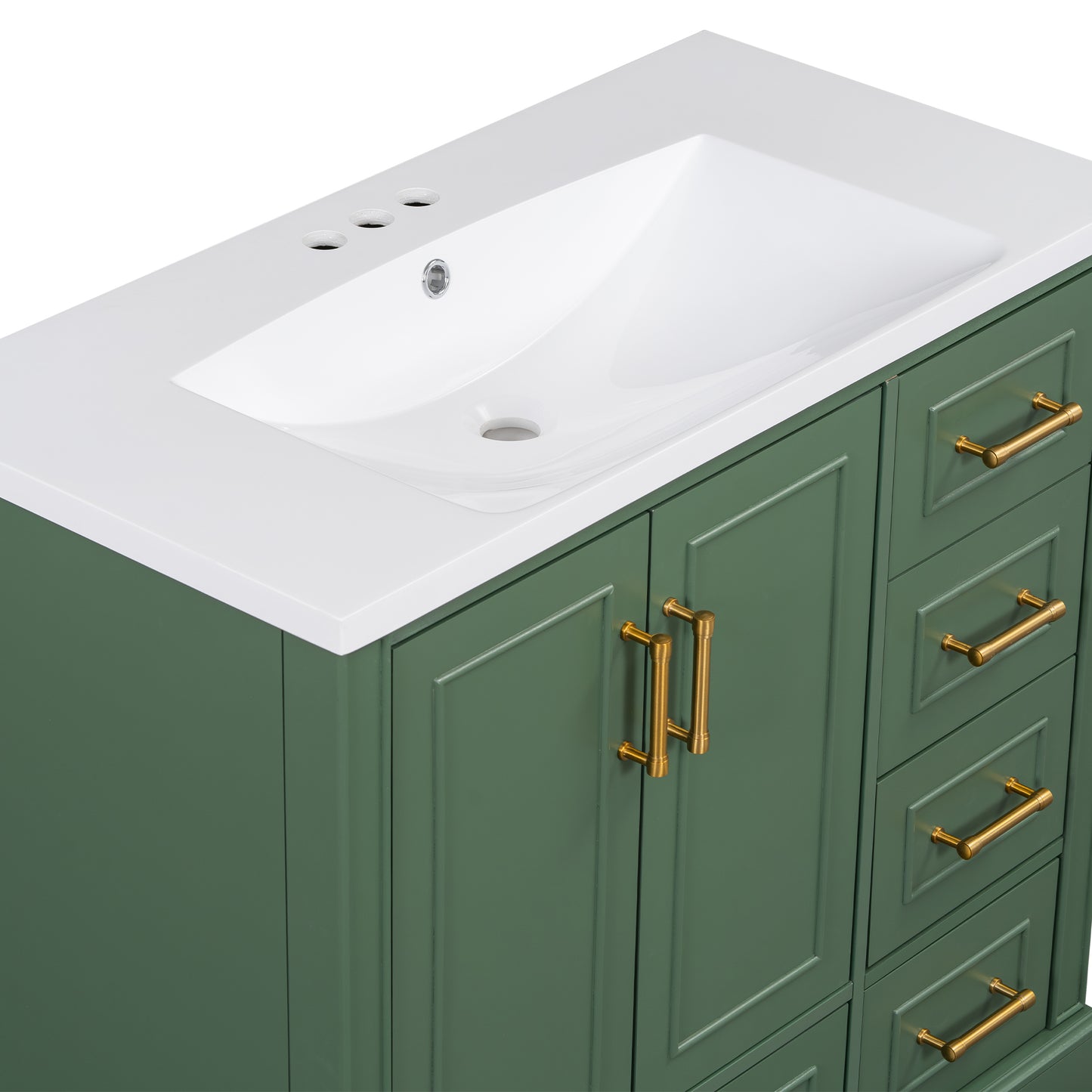 Green Bathroom Vanity with Resin Sink Set