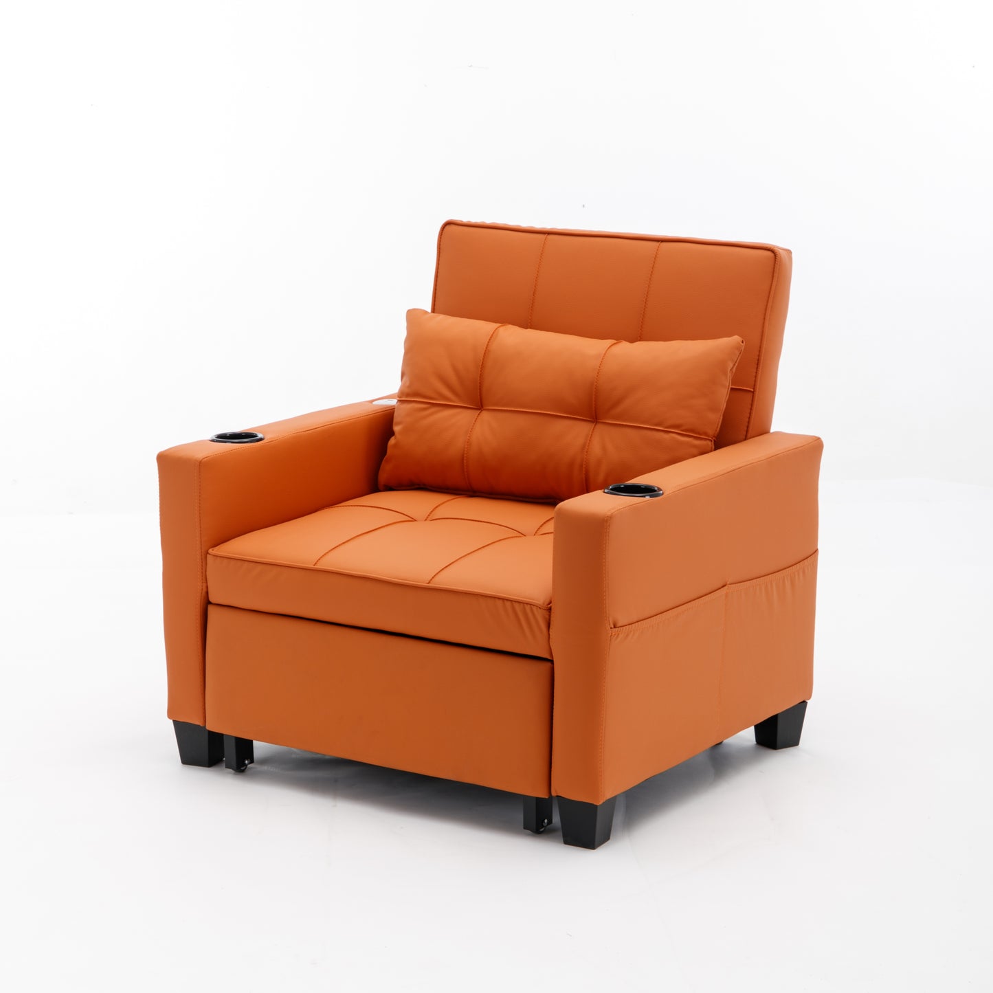 Orange Leather 3-in-1 Convertible Chair