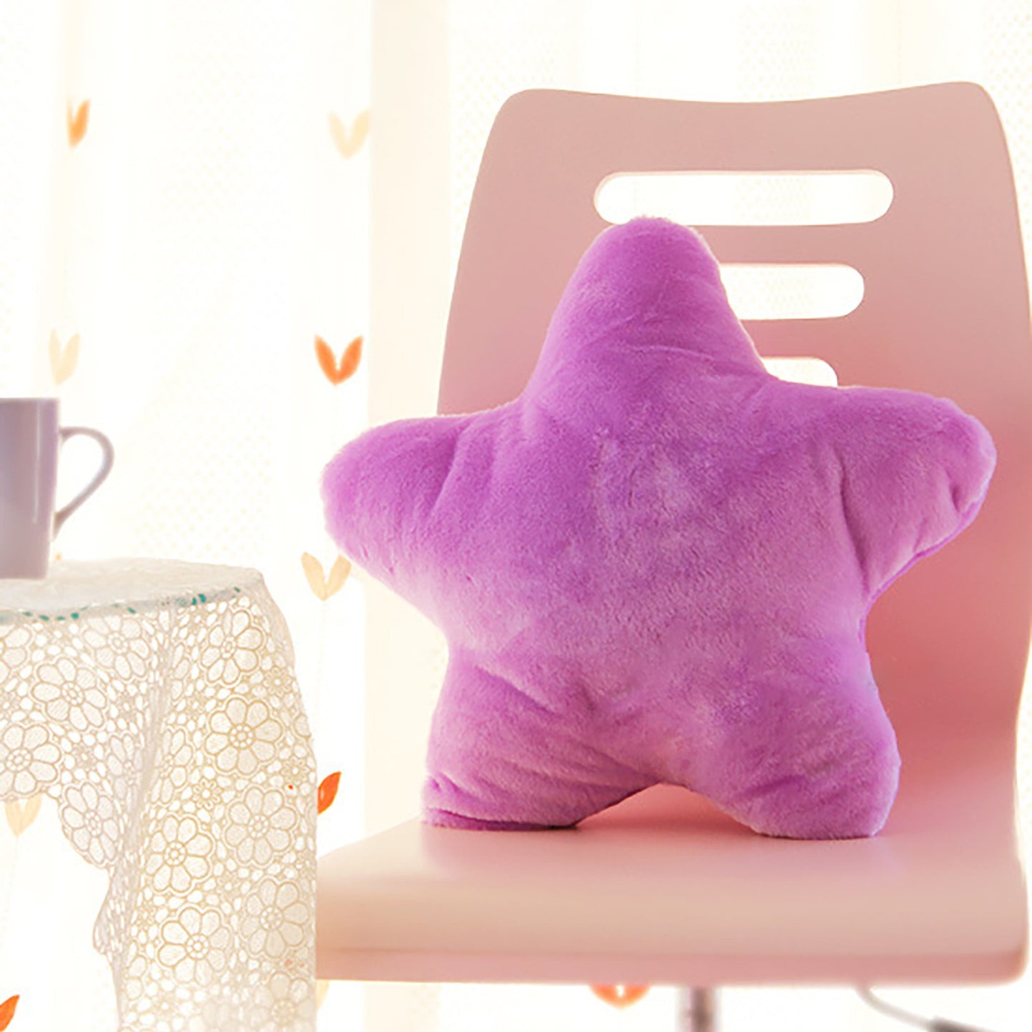 Furry Star Throw Pillow