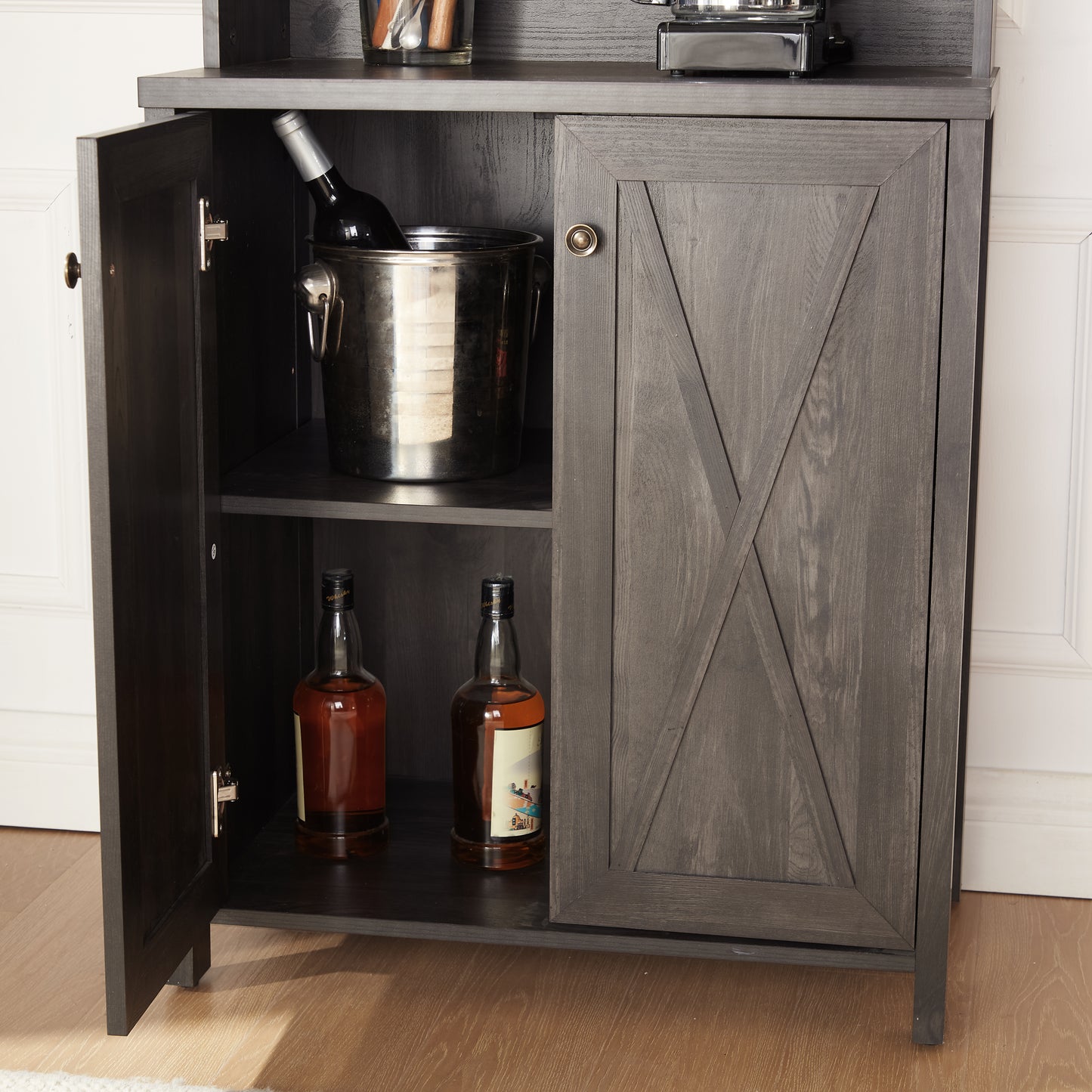 Grey Farmhouse Wine Cabinet