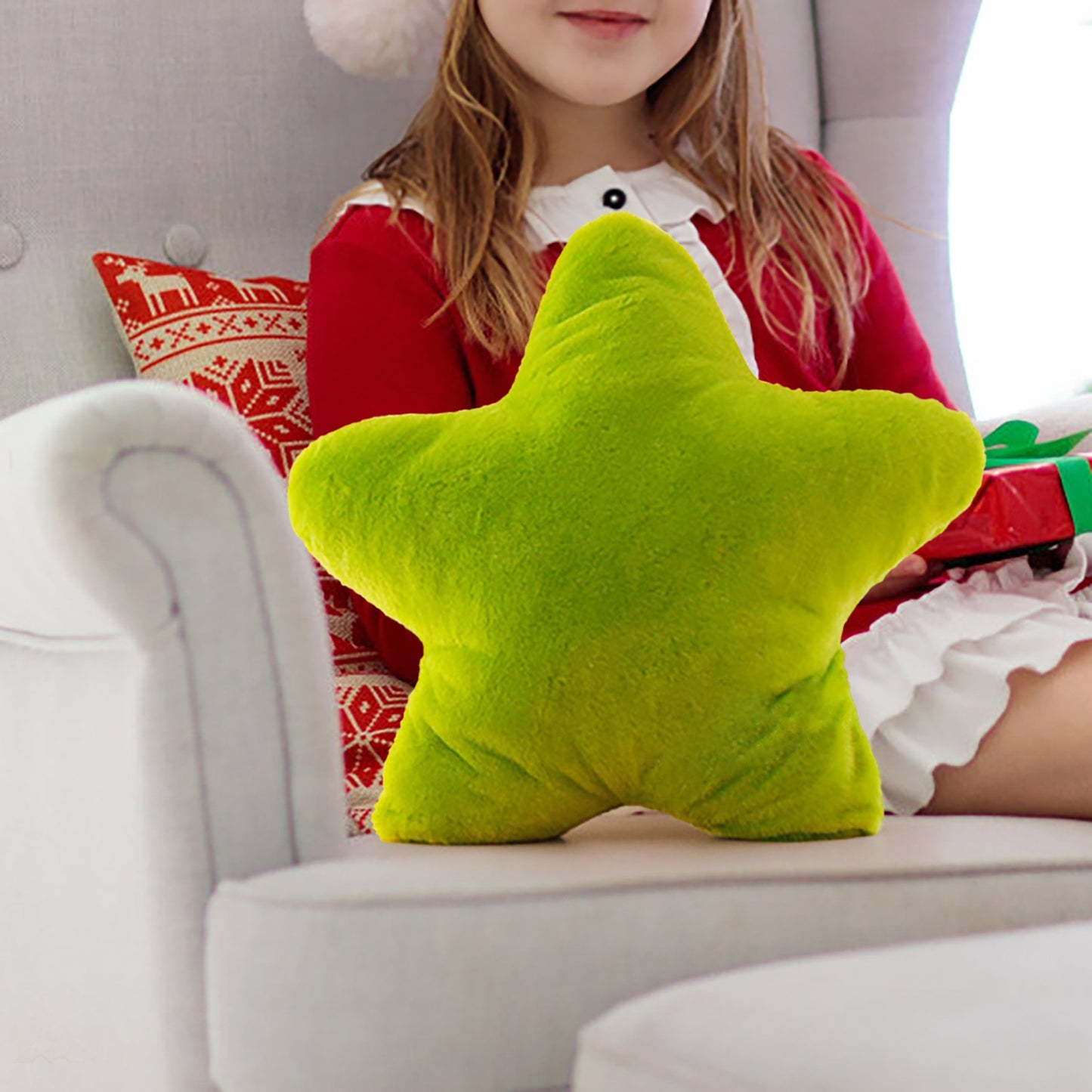 Furry Star Throw Pillow