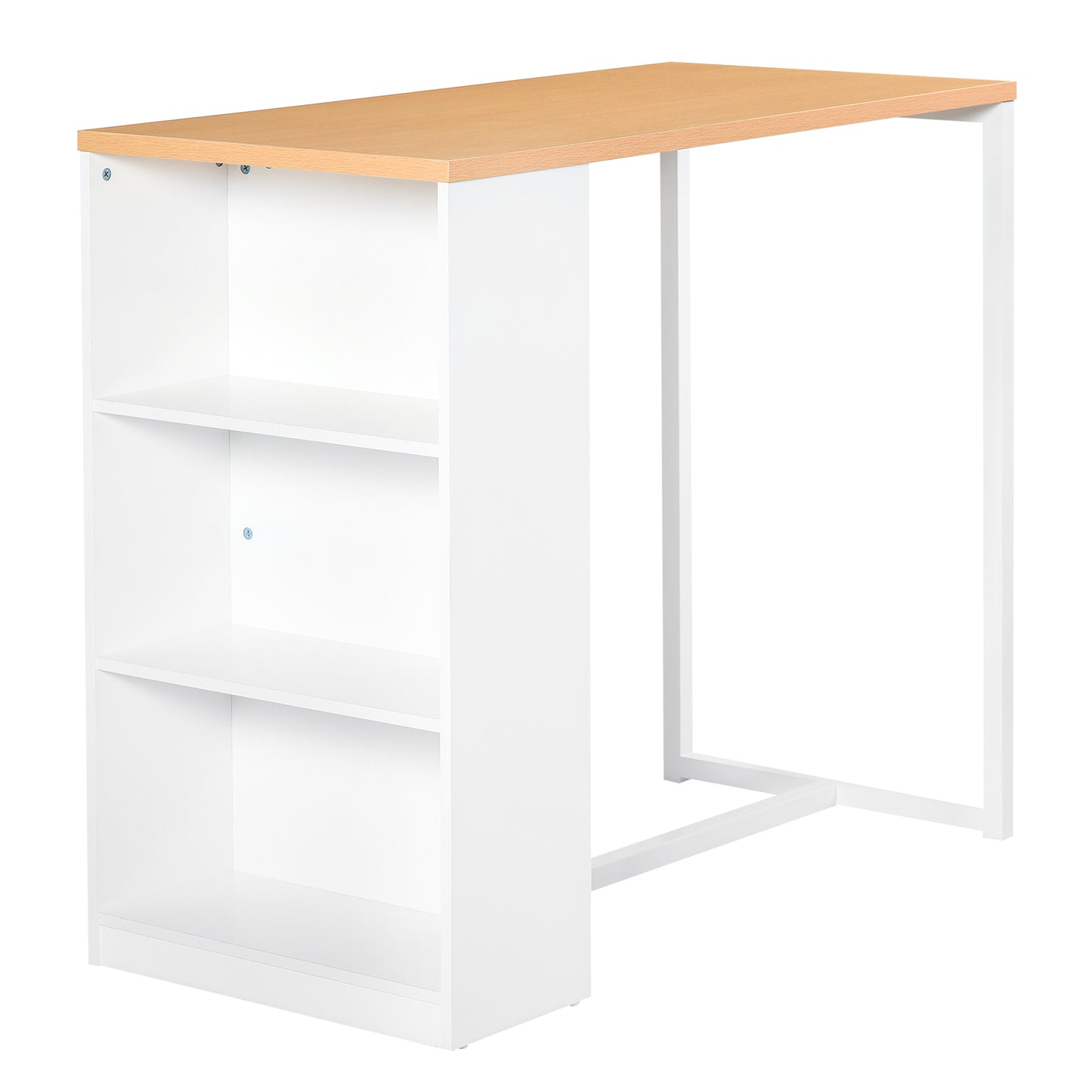 White Counter Height Dining Table with 3 Storage Shelves