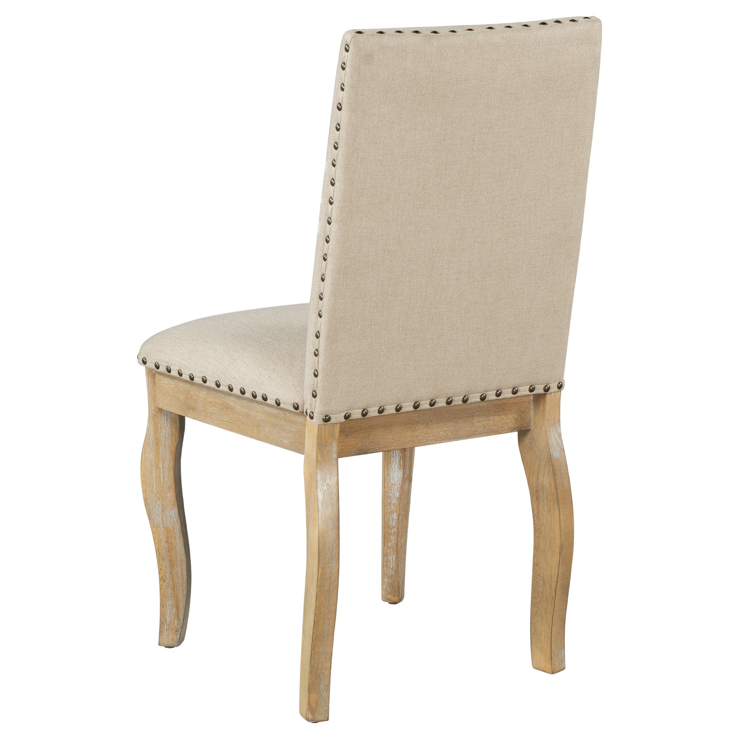 Natural Upholstered Wood Set of 4 Dining Chairs