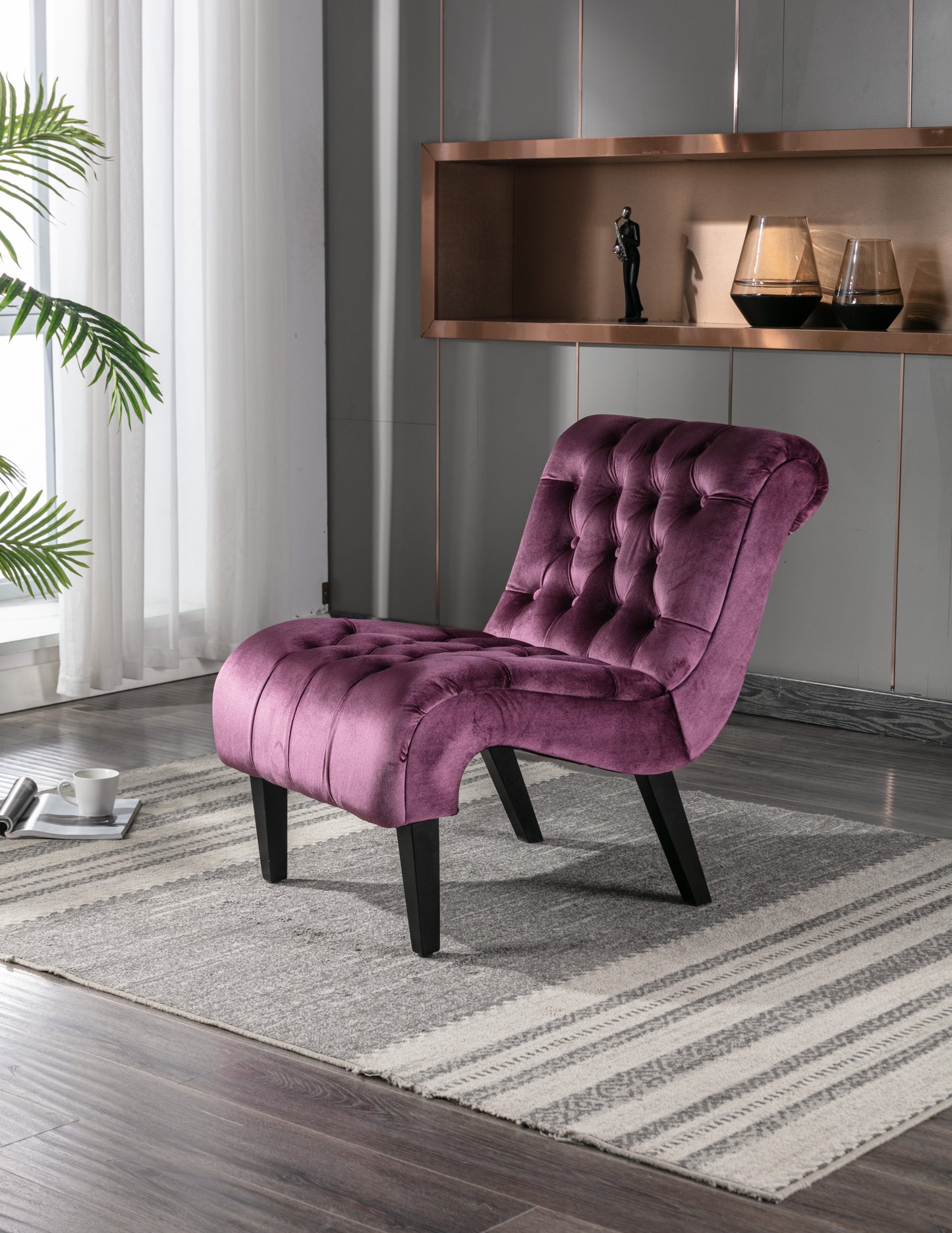 Modern Purple Tufted Velvet Chaise