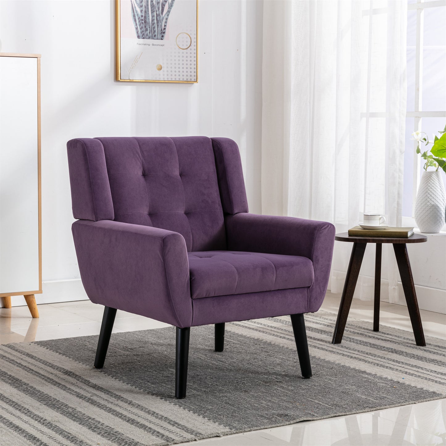 Purple Velvet Accent Chair