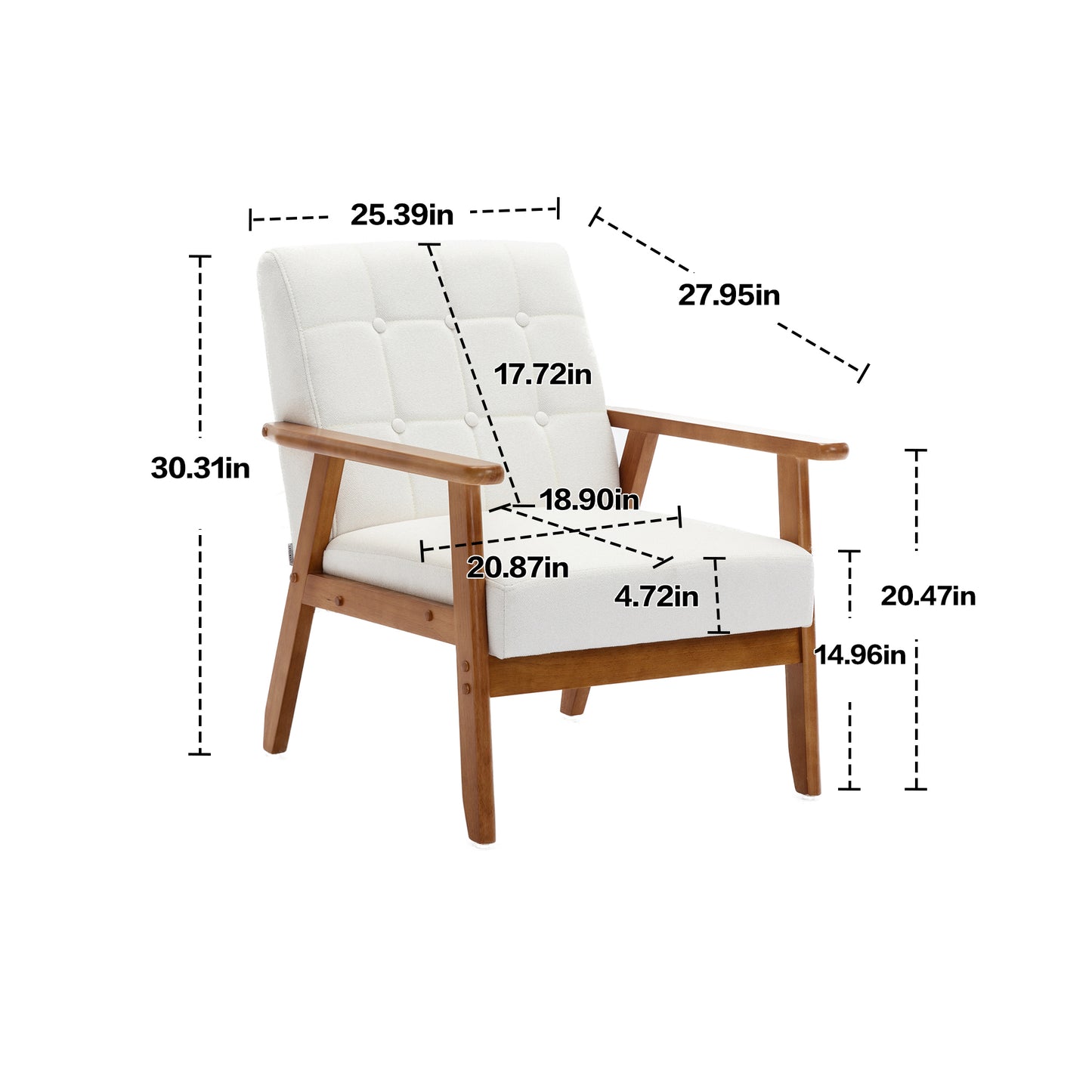 White Cushioned Rubberwood Accent Chair and Table