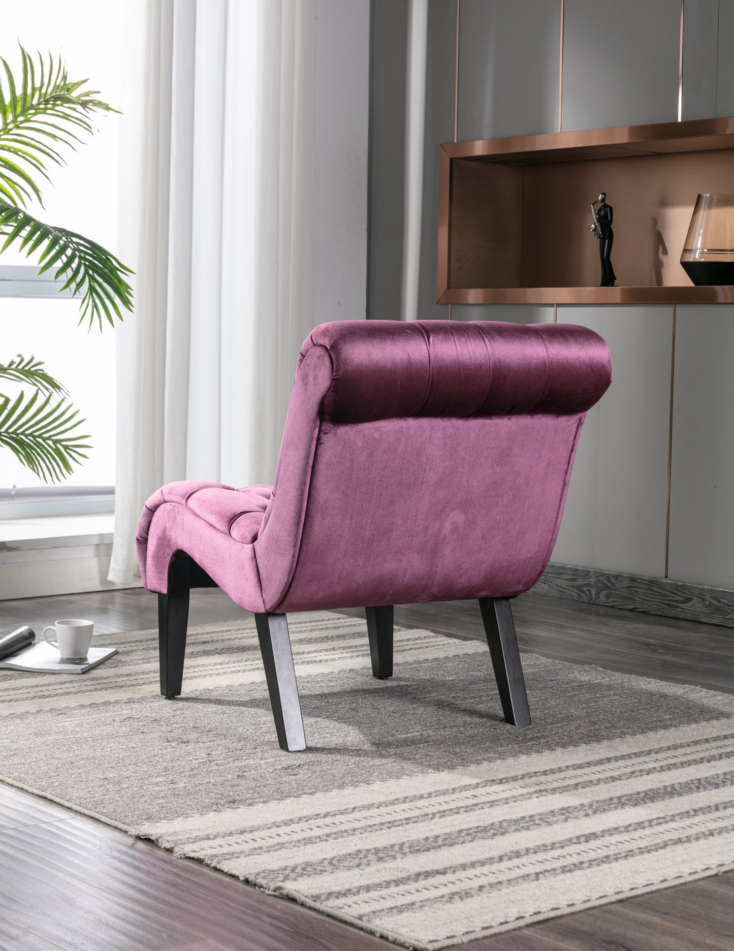 Modern Purple Tufted Velvet Chaise