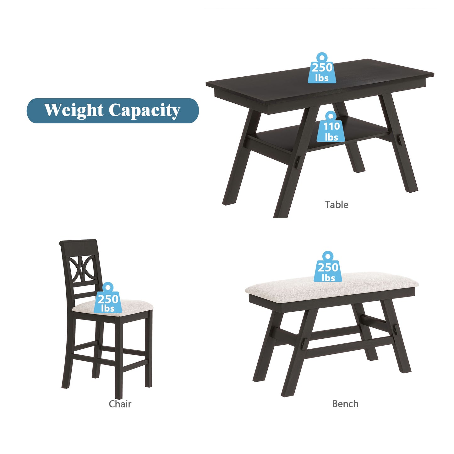 Rustic 6-Piece Counter Height Dining Set