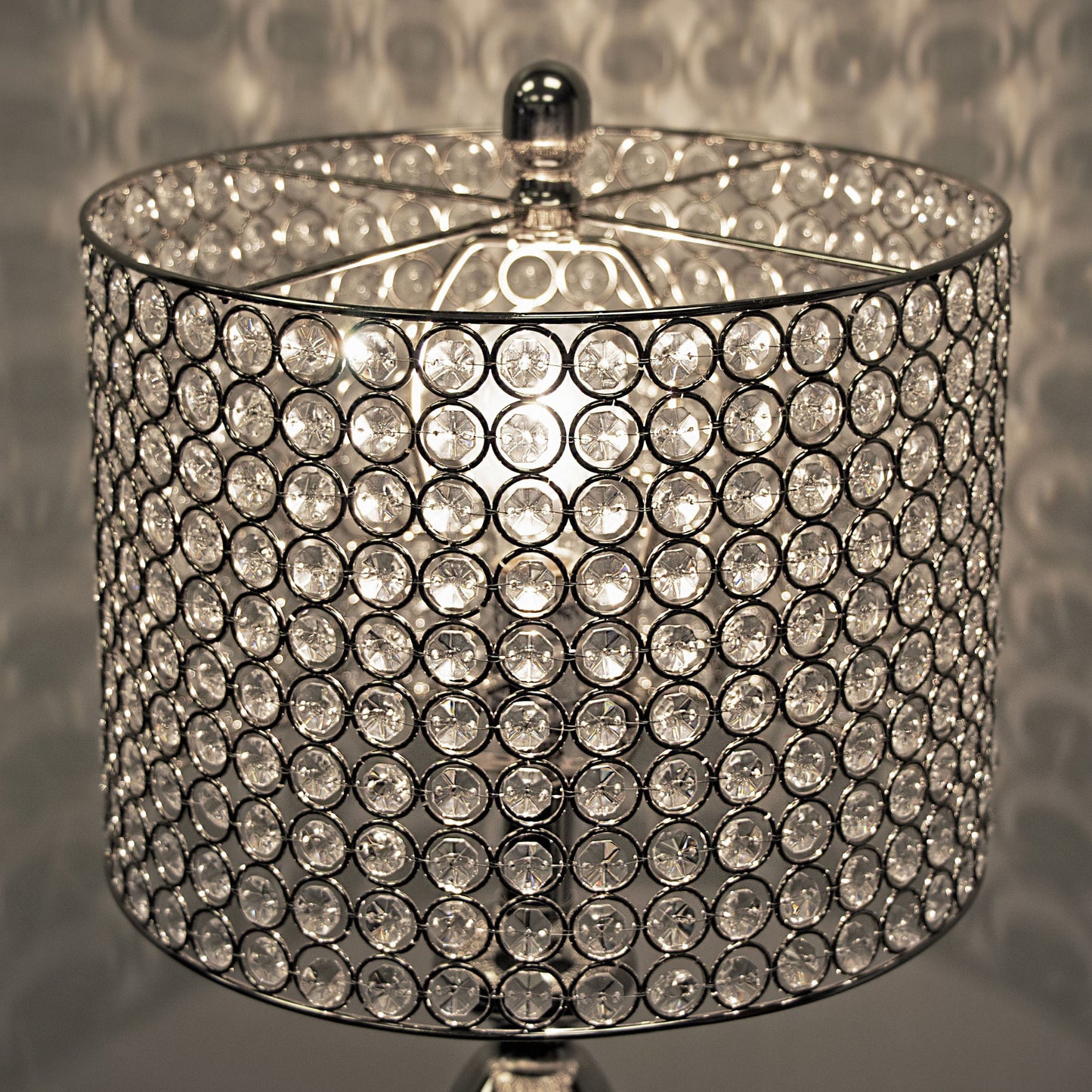 Polished Nickel with Crystal Bead Shade Table Lamps - Set of 2