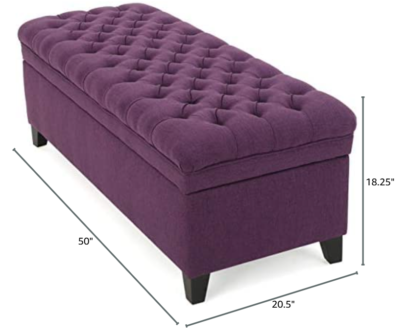 Purple Button Tufted Velvet Storage Bench