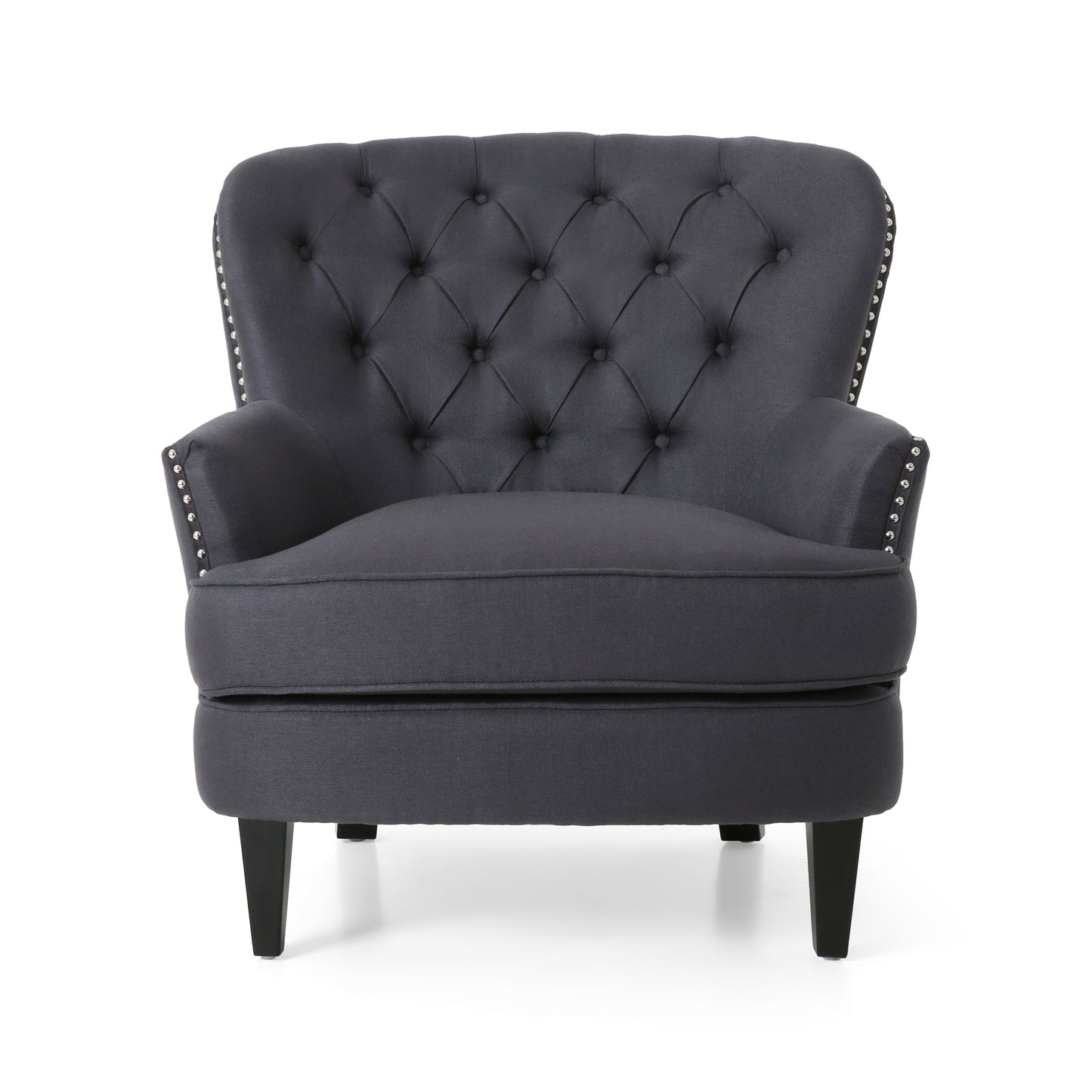 Grey Button Tufted CLUB CHAIR+OTTOMAN