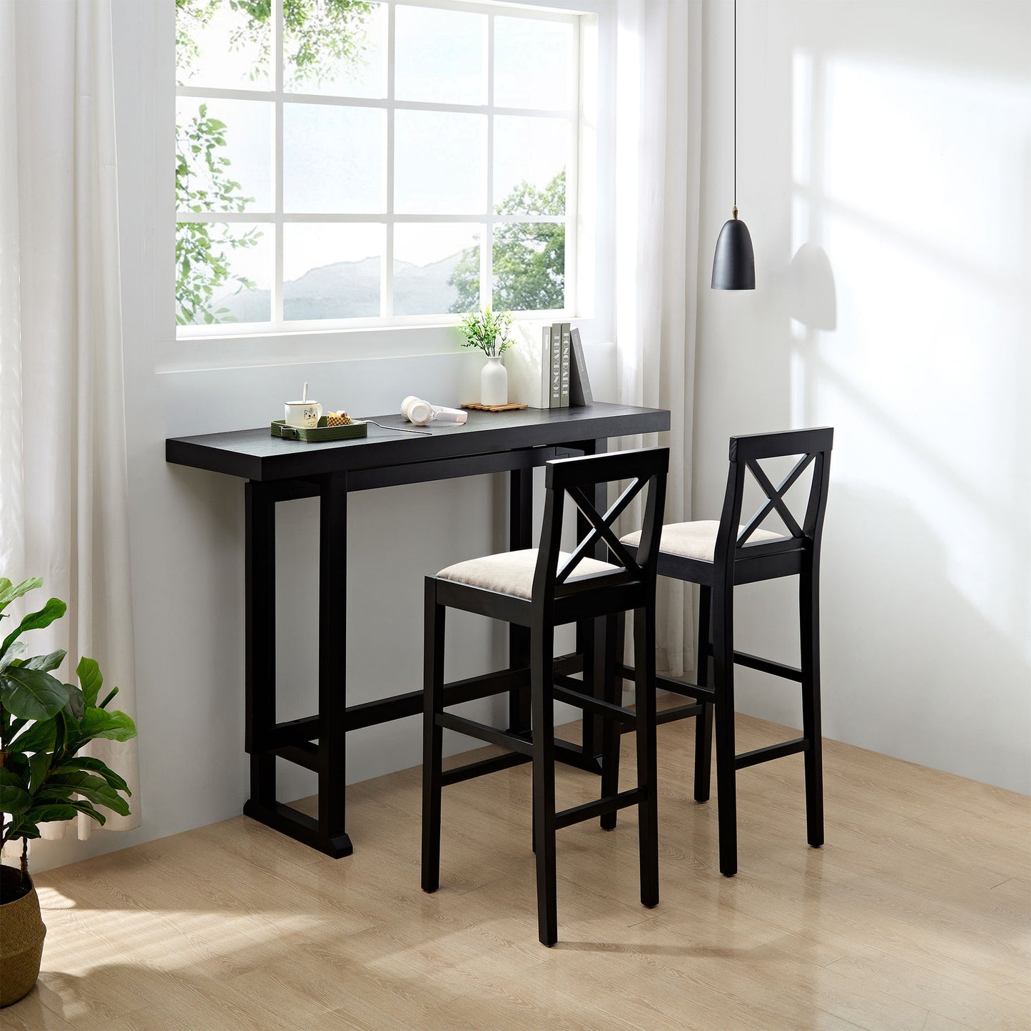 Long Black Bar Table