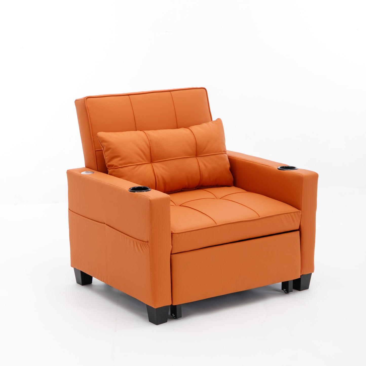 Orange Leather 3-in-1 Convertible Chair