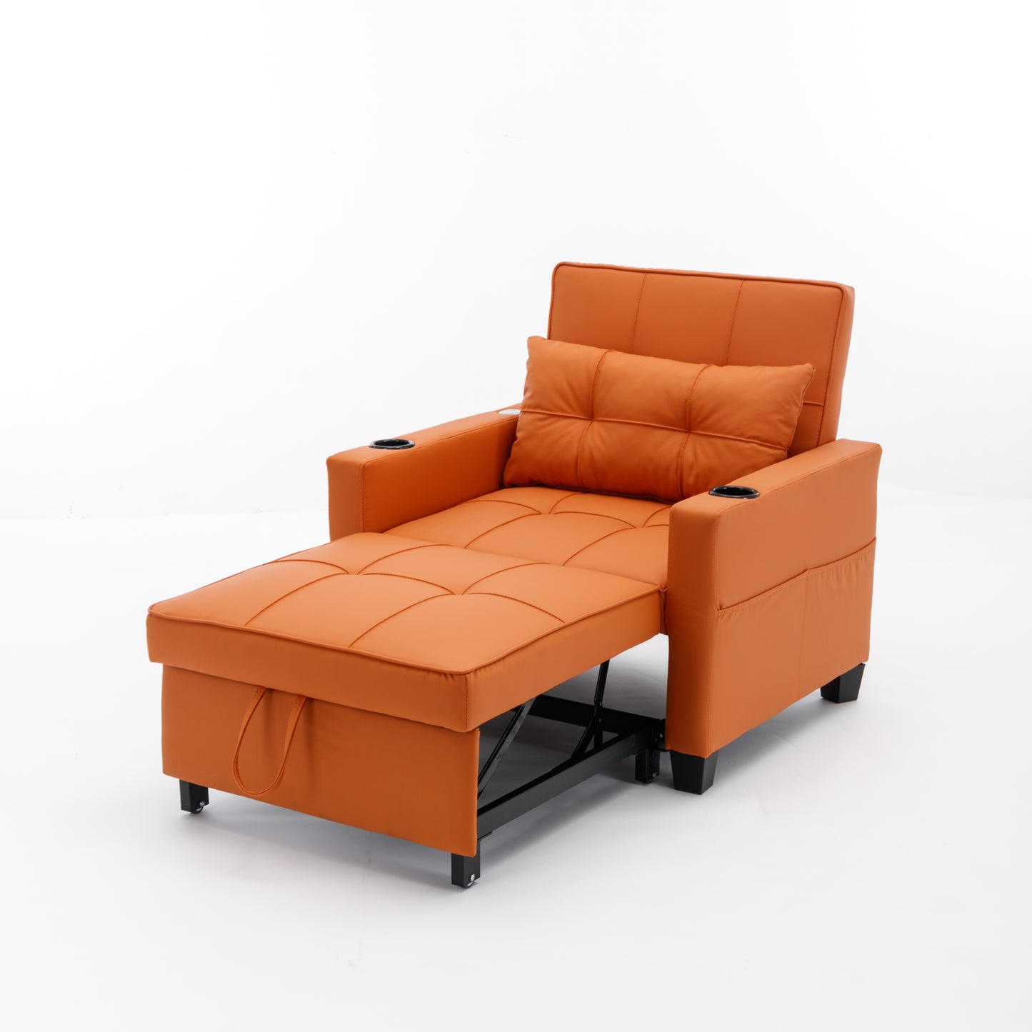 Orange Leather 3-in-1 Convertible Chair