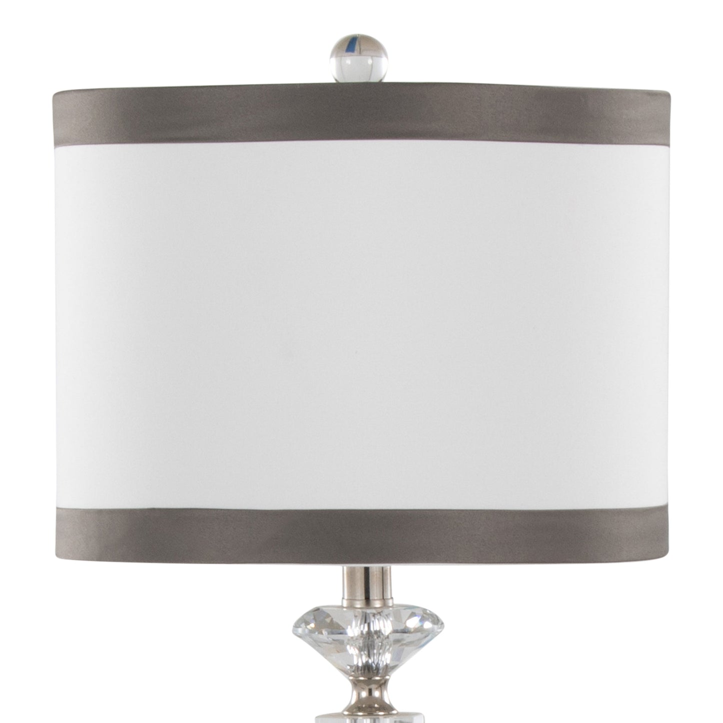 Polished Nickle Torch Off-White Linen Shade with Dark Grey Trim Table Lamp - Set of 2