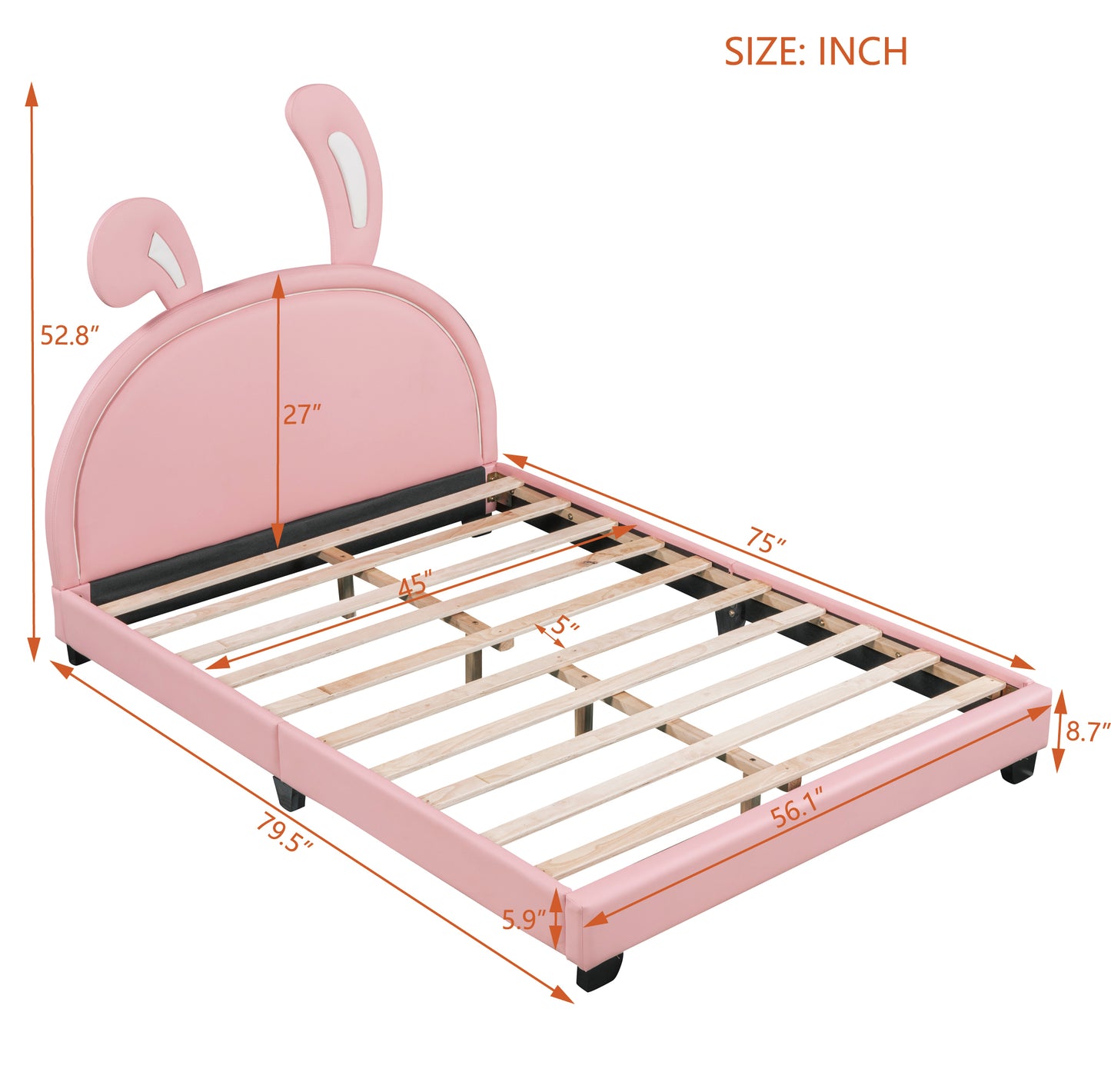 Pink Rabbit Full Size Platform Bed