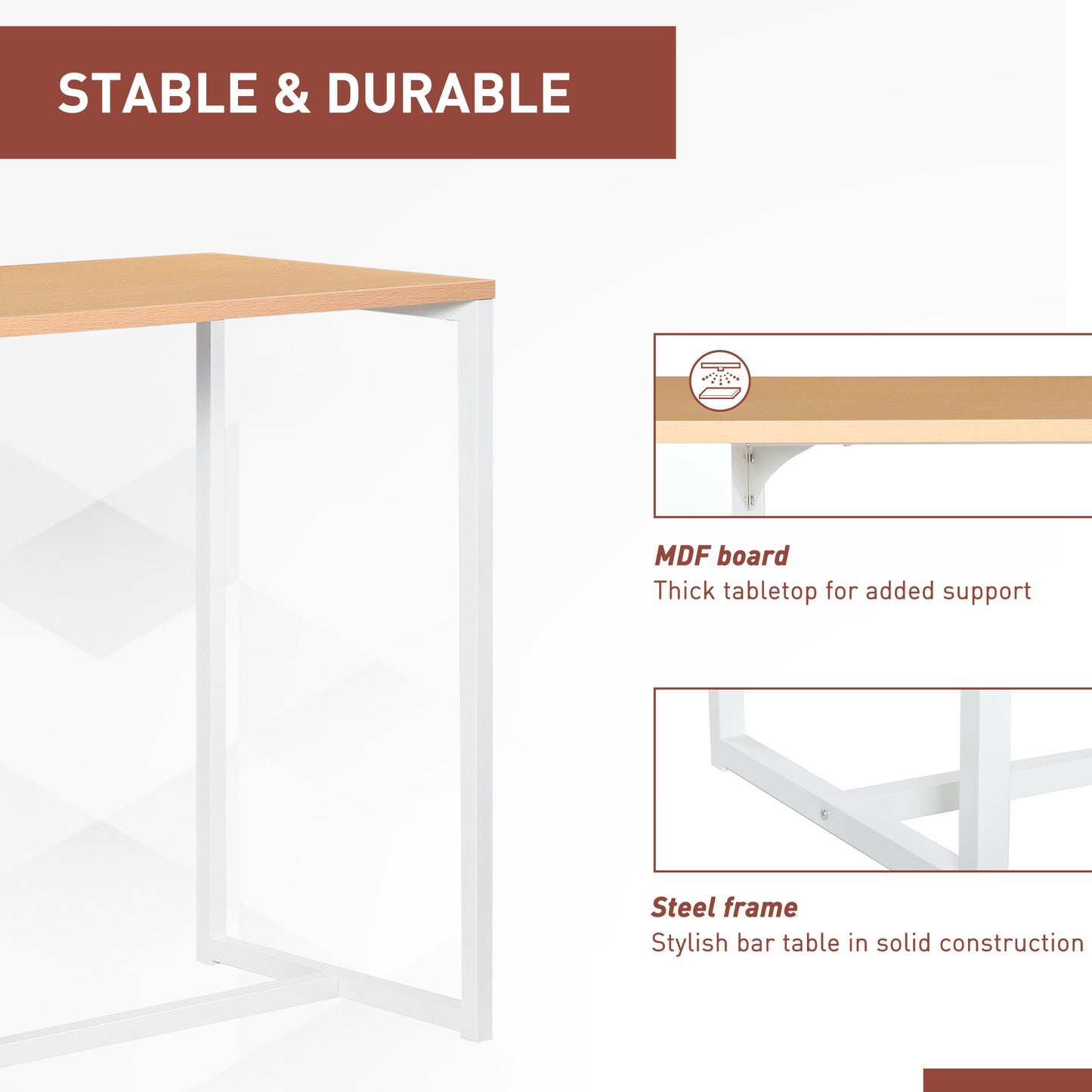 White Counter Height Dining Table with 3 Storage Shelves