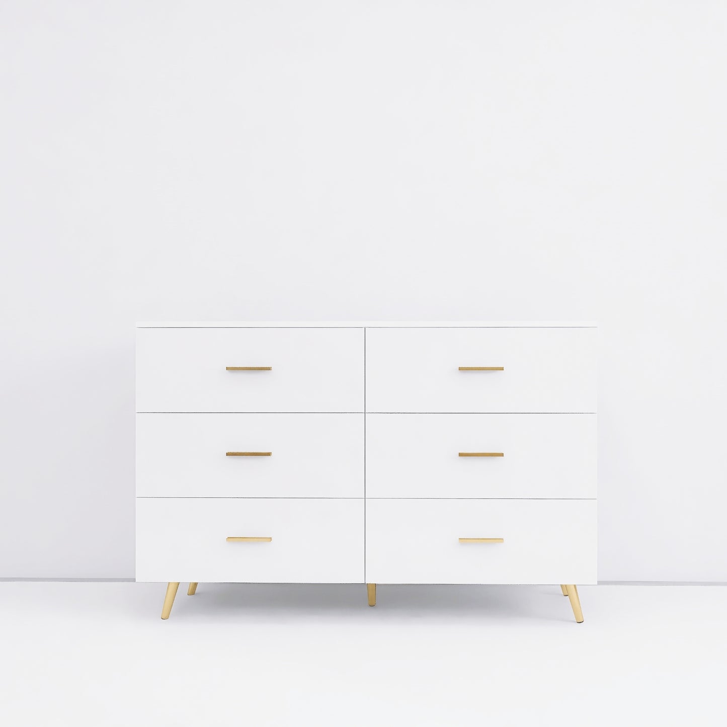 White Glossy 6 Drawer Dresser