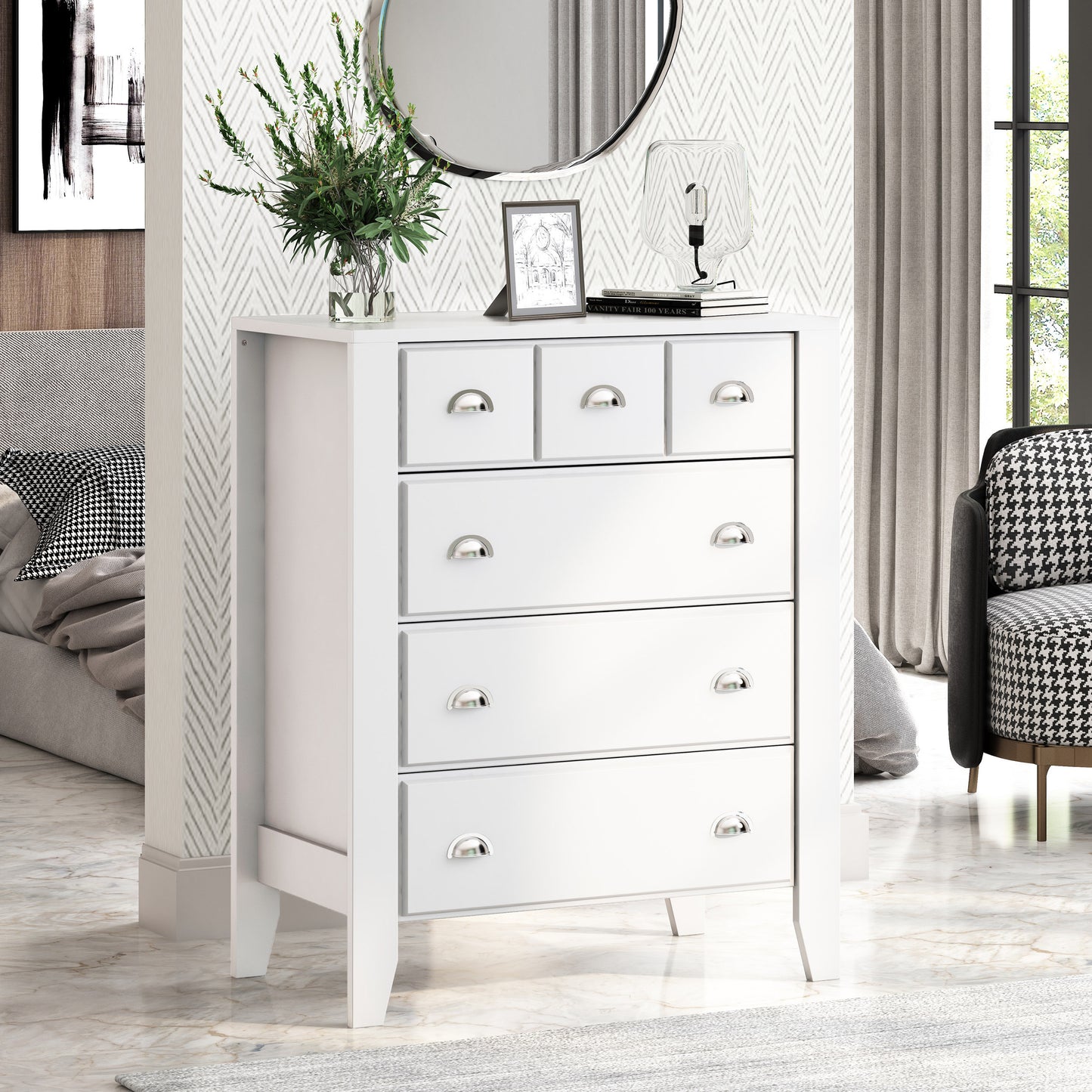 White Chest of 4 Drawers