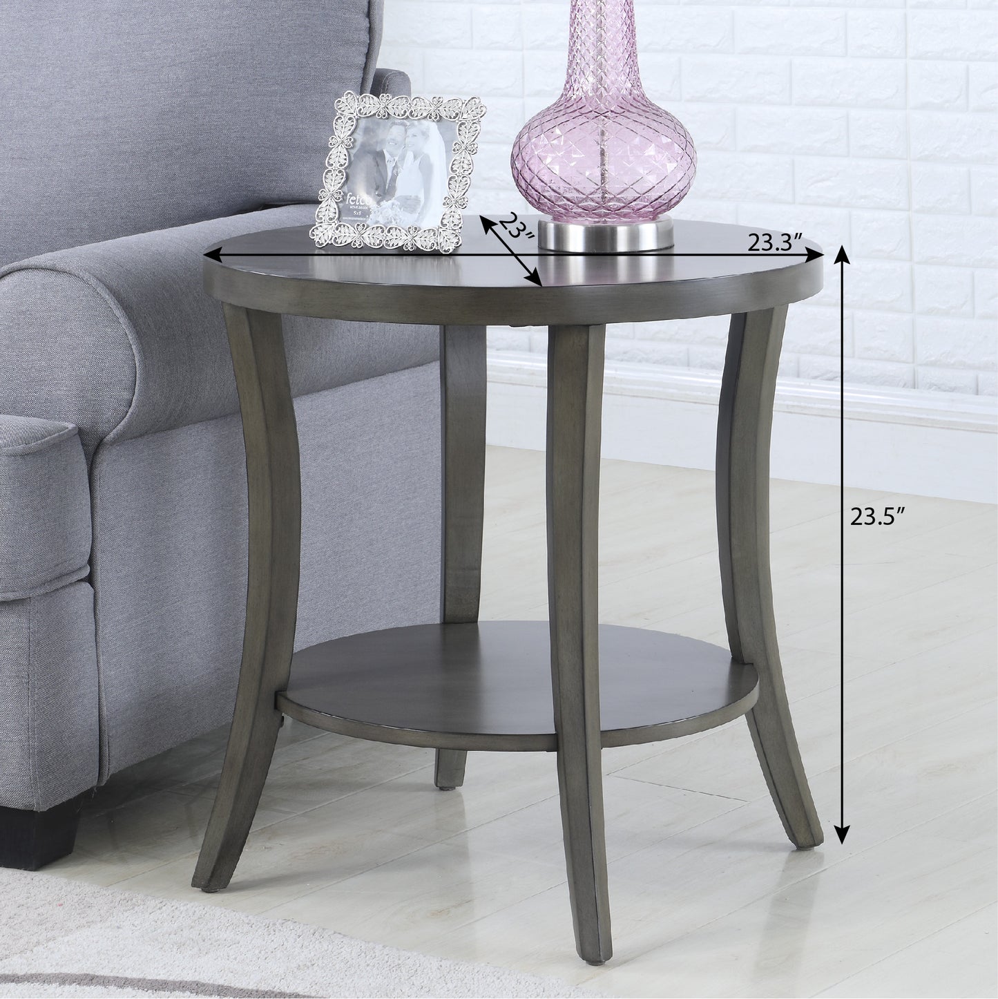 Gray Oval End Table