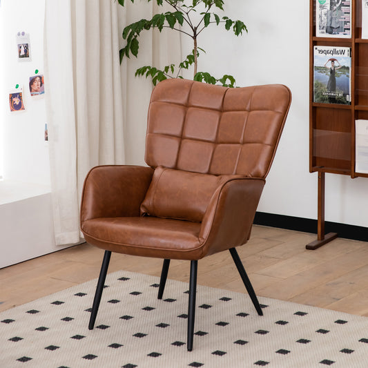 Brown Bonded Leather Accent Chair