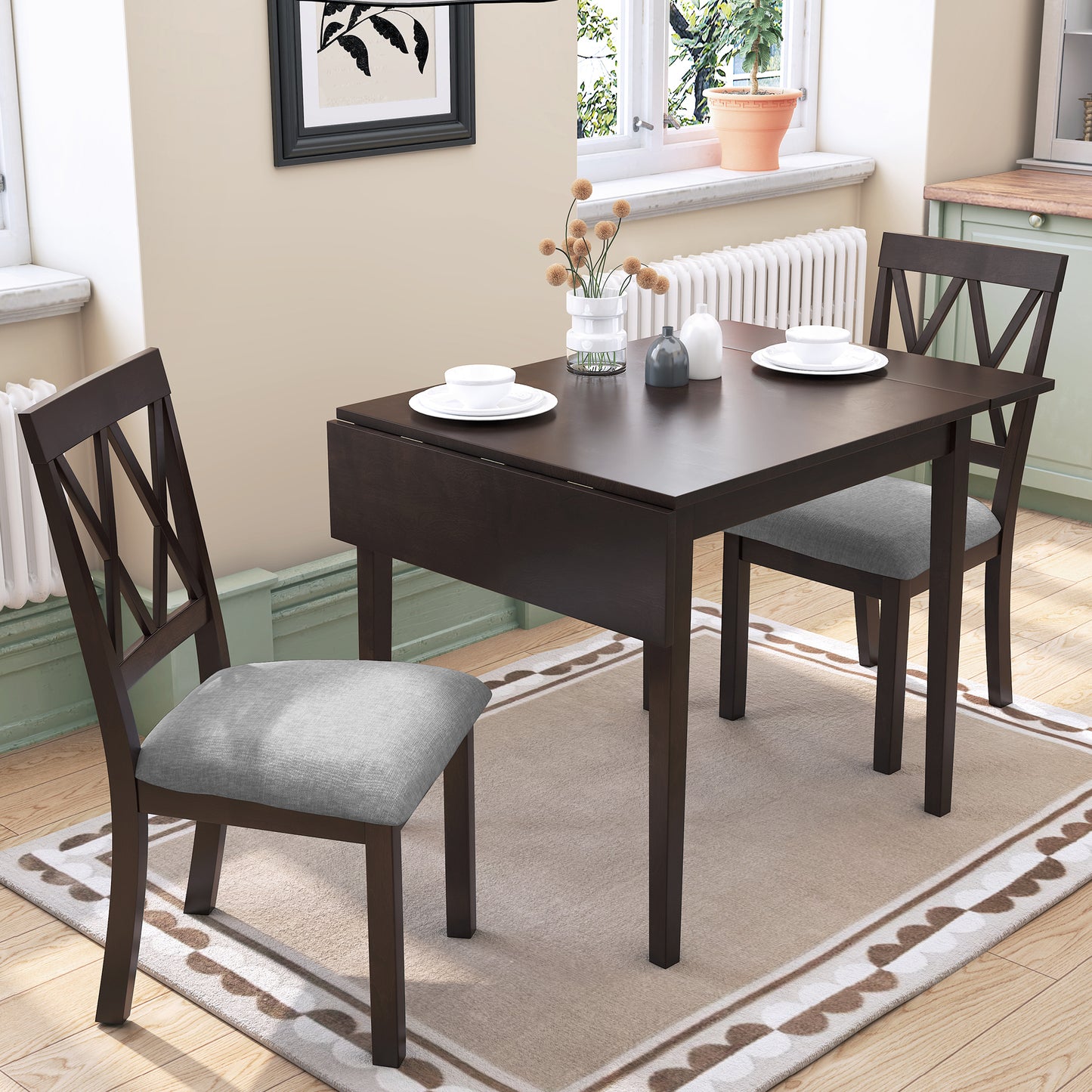 Espresso 3 Piece Drop Leaf Dining Set