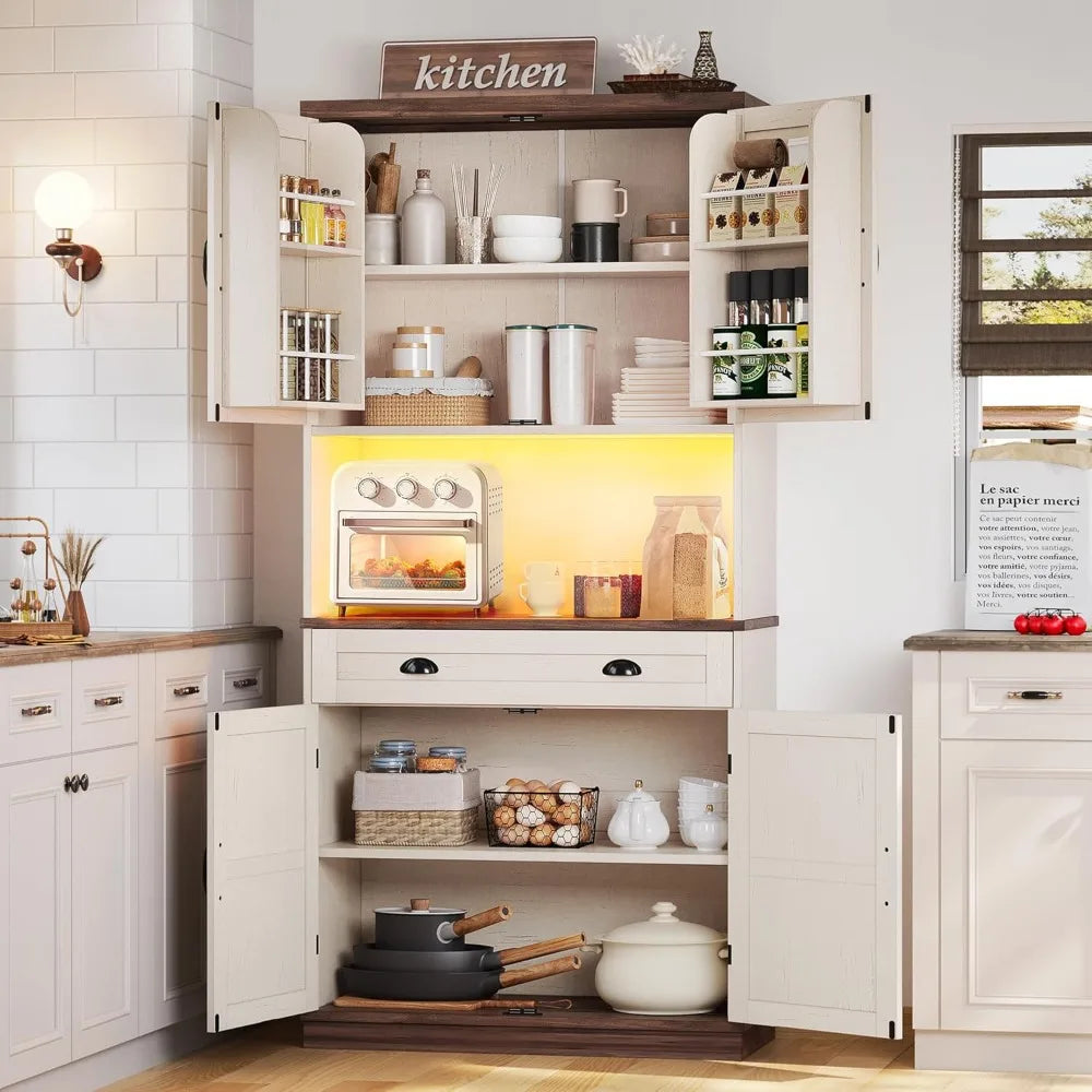 White Farmhouse Kitchen Pantry Cabinet