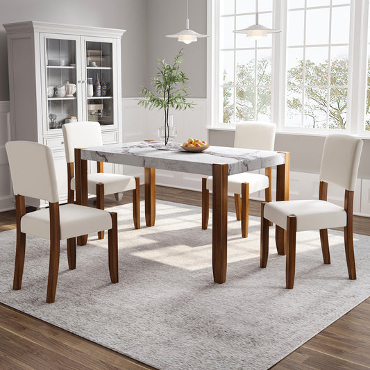 Faux Marble 5-Piece Dining Set