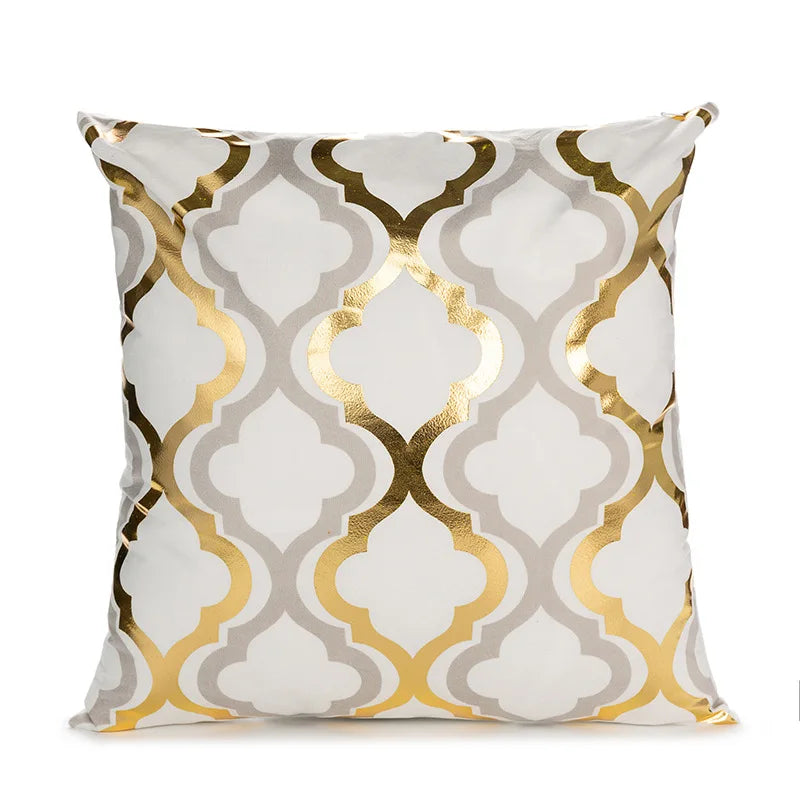 Geometric Black White Gold Accent Pillow Cover