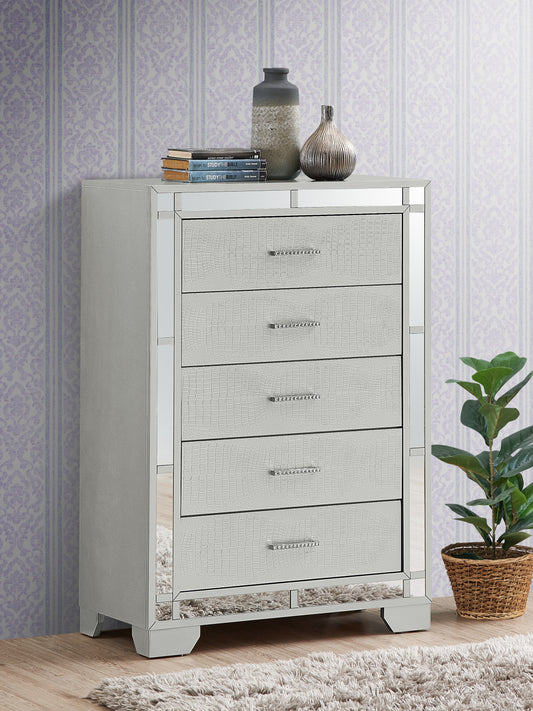 Madison Silver Champagne 5 Drawer Tall Dresser