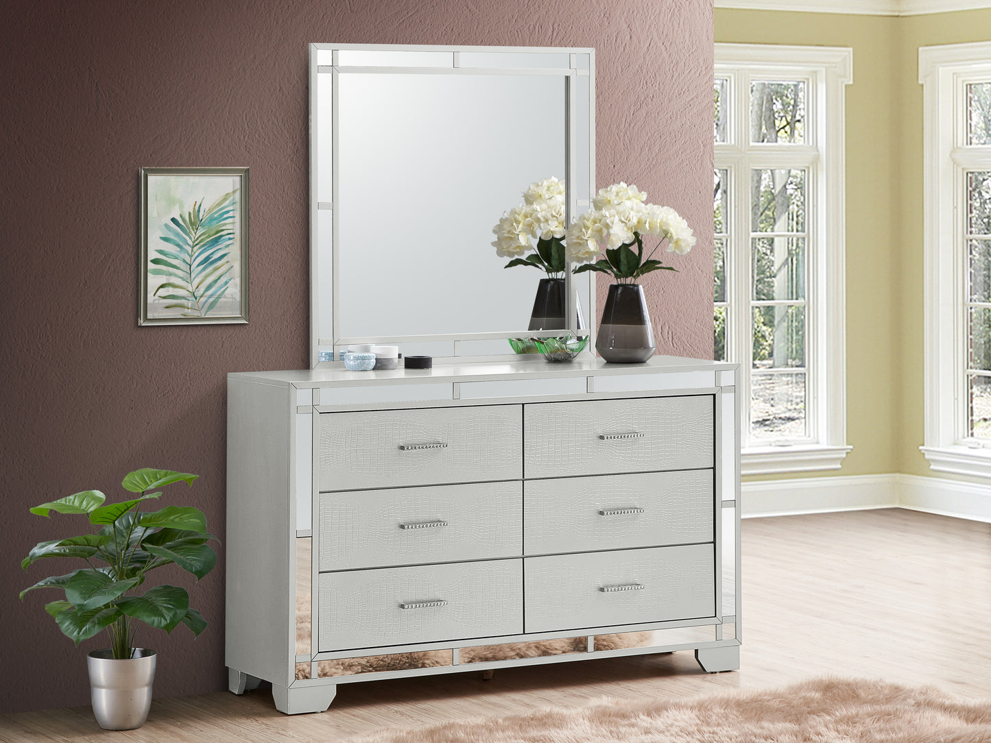 Madison Silver Champagne Square Dresser Mirror