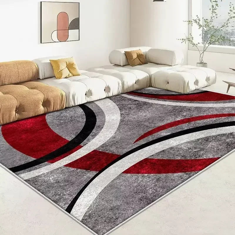 Red and Grey Nordic Geometric Area Rugs