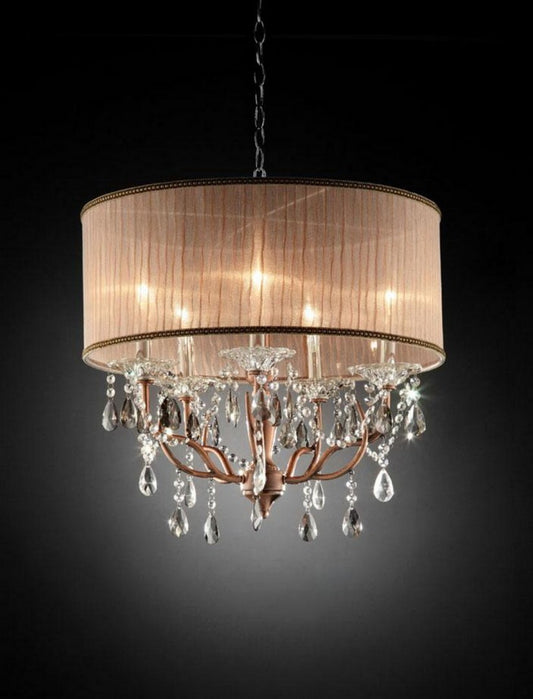 Pink Shaded Crystal Chandelier