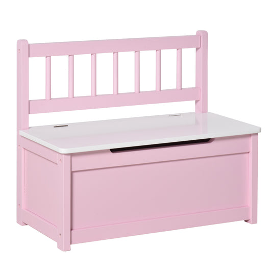 Pink Toddler Toy Box Storage Bench