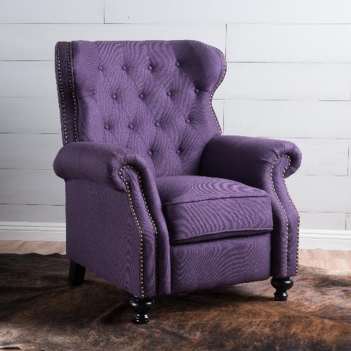 Purple Button Tufted Push Back Recliner