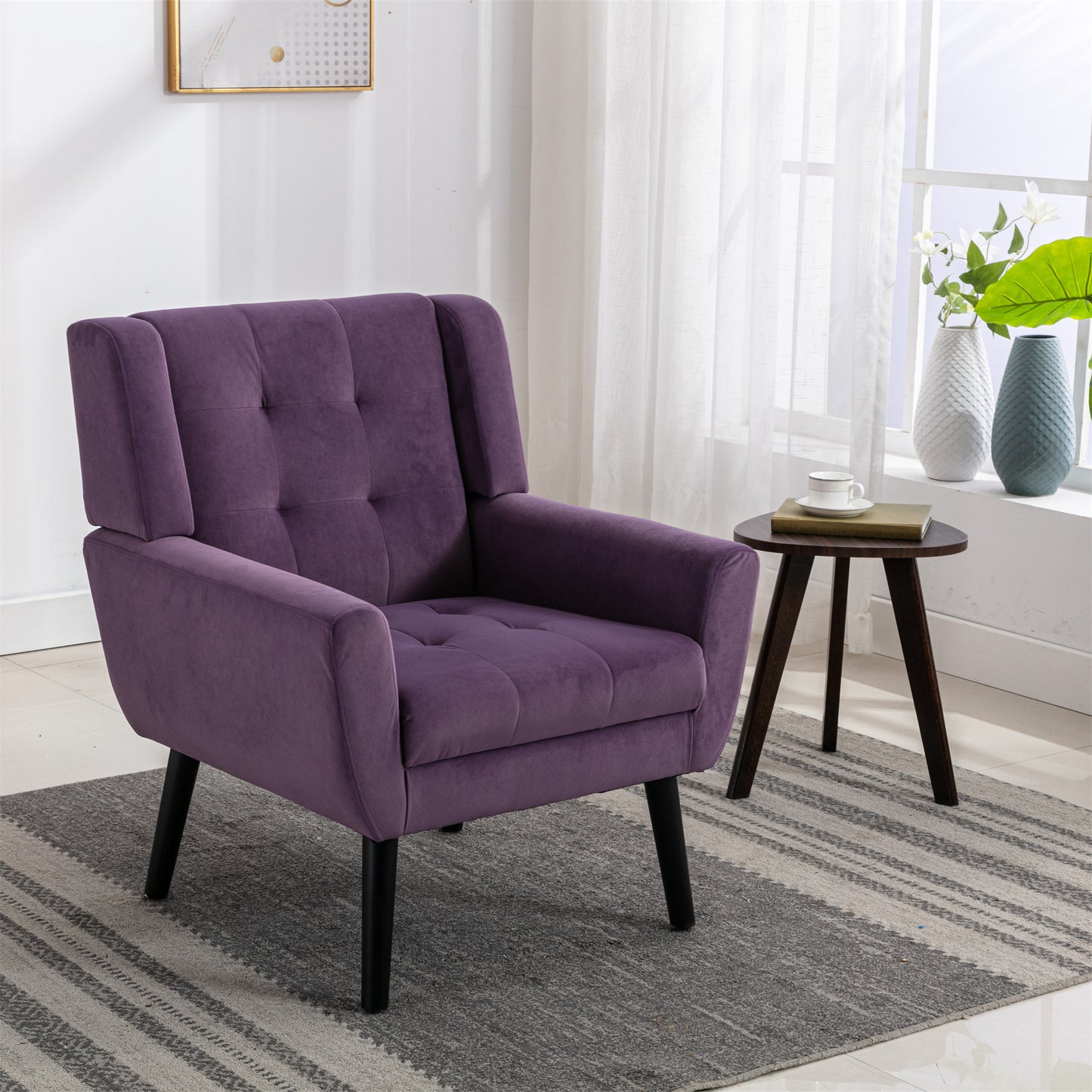 Purple Velvet Accent Chair