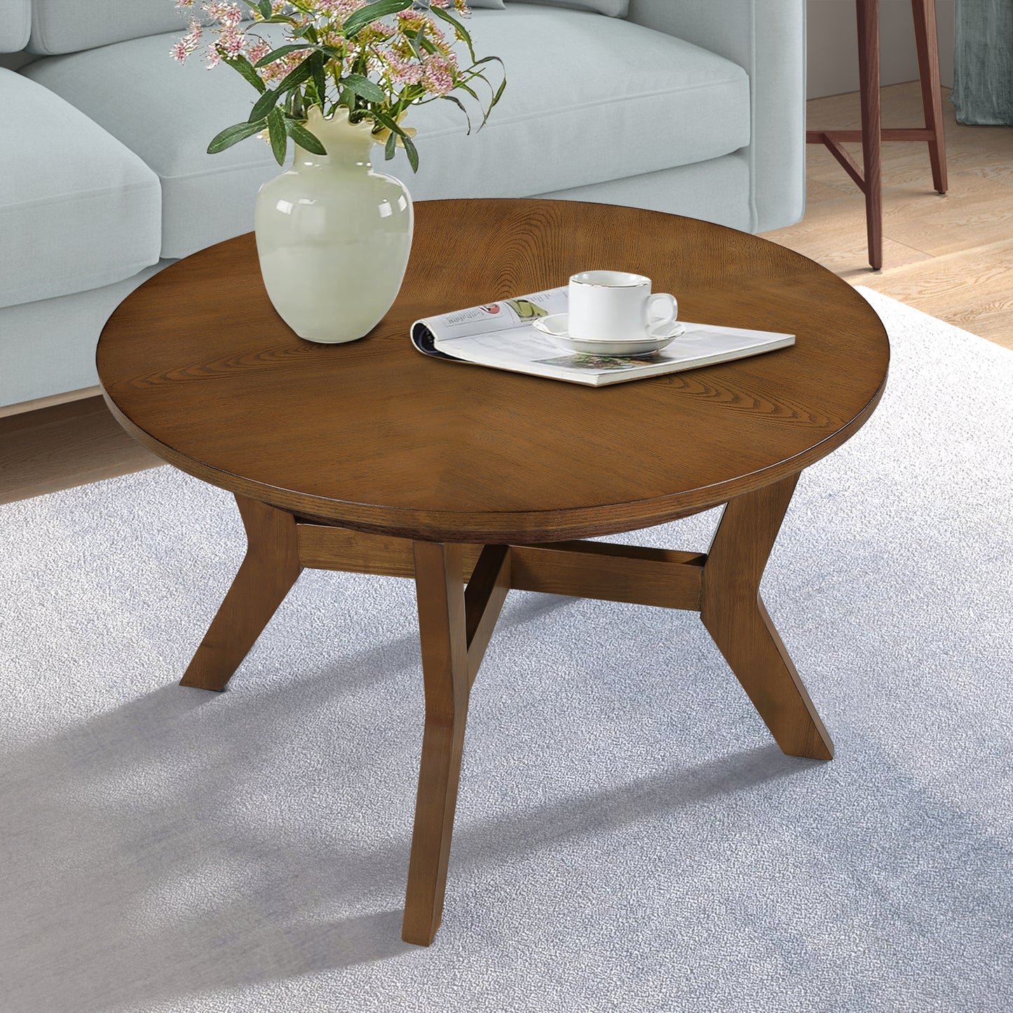 Round Walnut Coffee Table