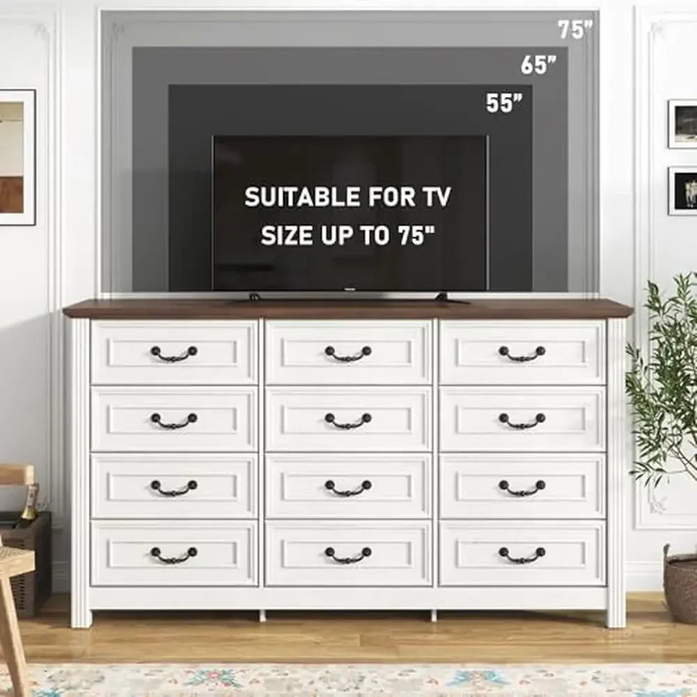 White Farmhouse 12-Drawer Dresser