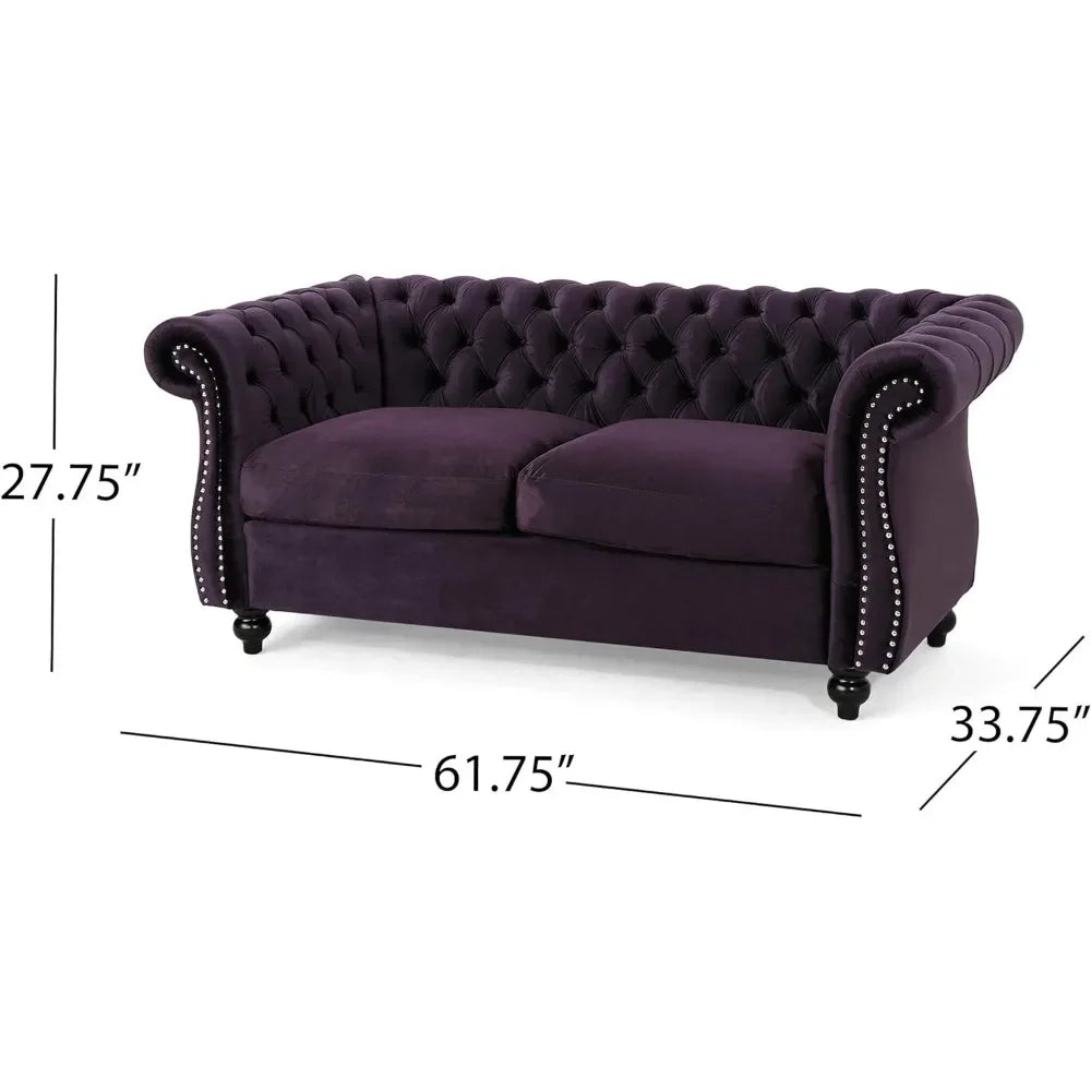 Button Tufted Velvet Chesterfield Loveseat