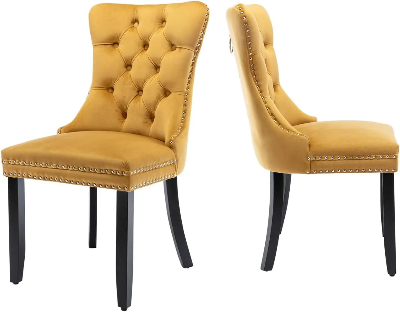 Yellow Luxury Tufted Velvet Dining Chairs Set of 6