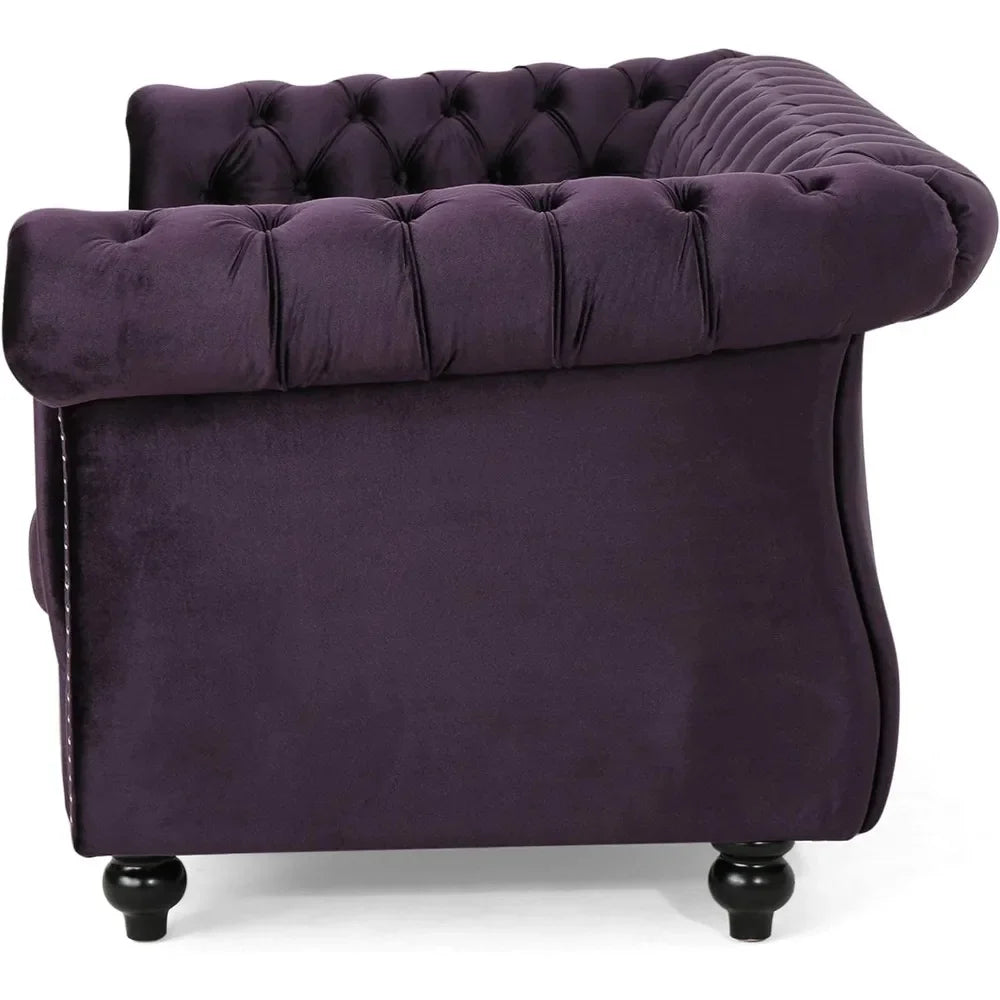 Button Tufted Velvet Chesterfield Loveseat