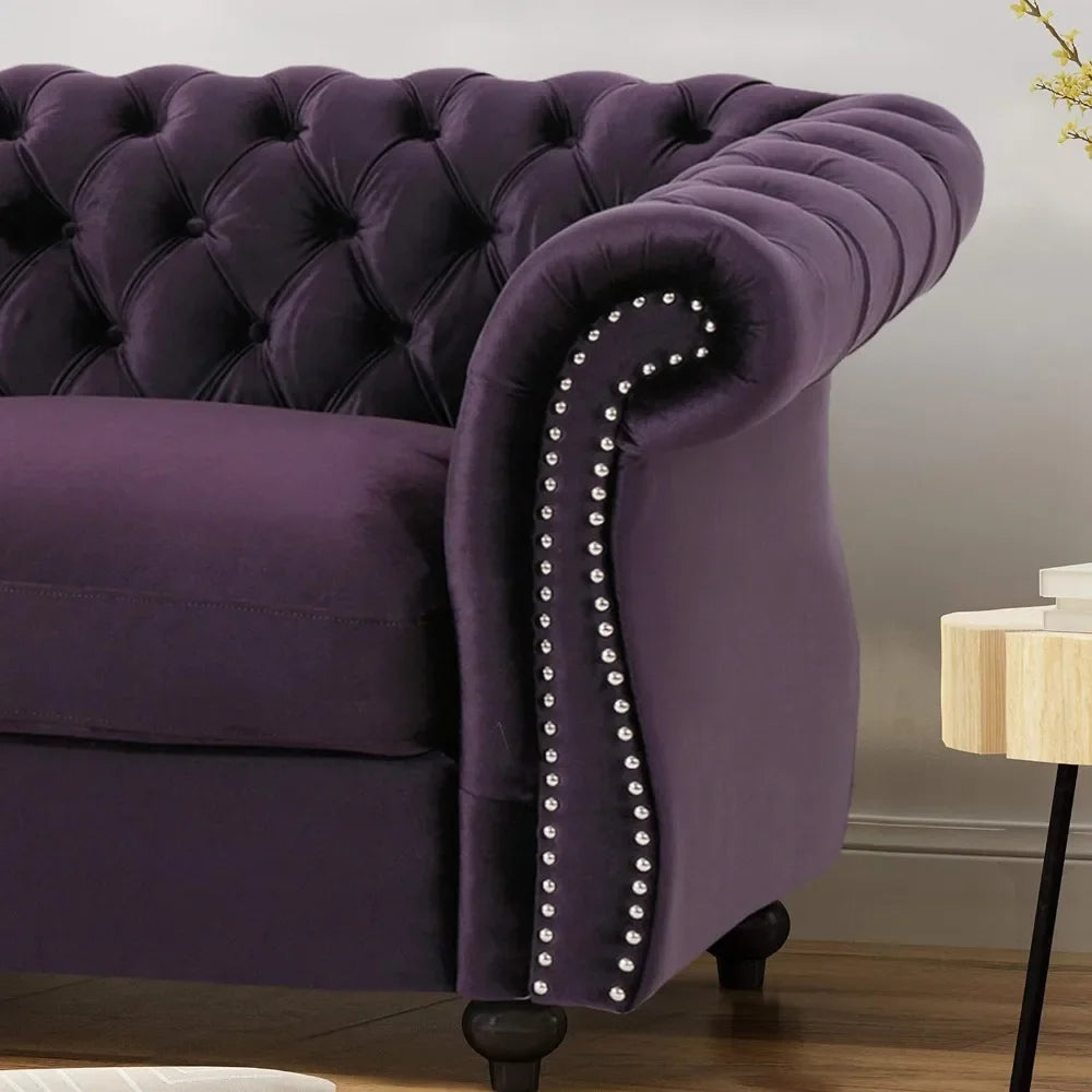 Button Tufted Velvet Chesterfield Loveseat