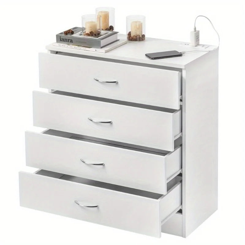 White 4-Drawer Dresser with USB