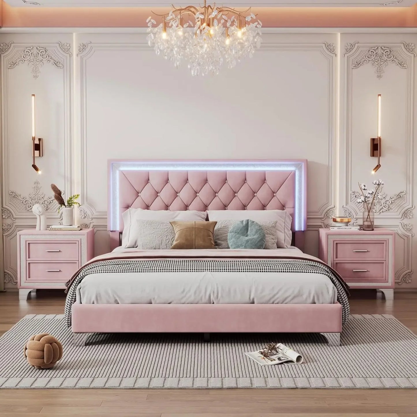 Pink 3-Piece Queen Size Bedroom Set