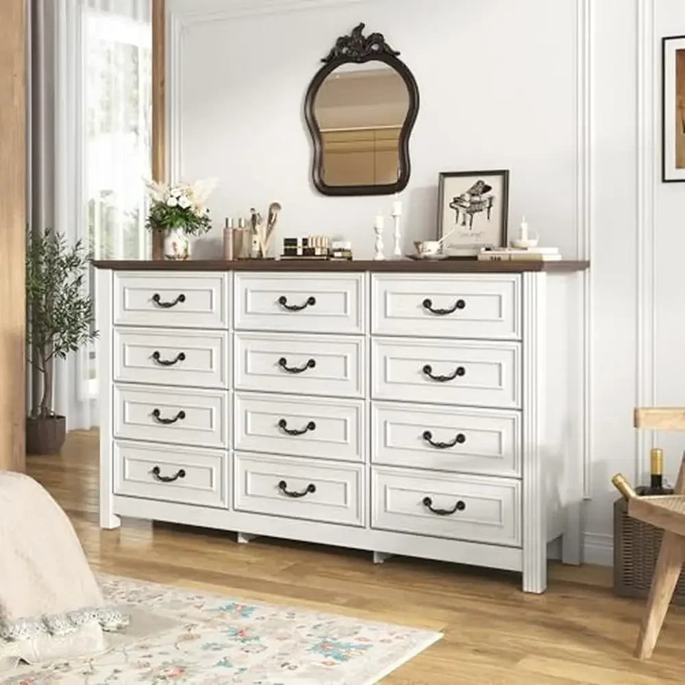 White Farmhouse 12-Drawer Dresser