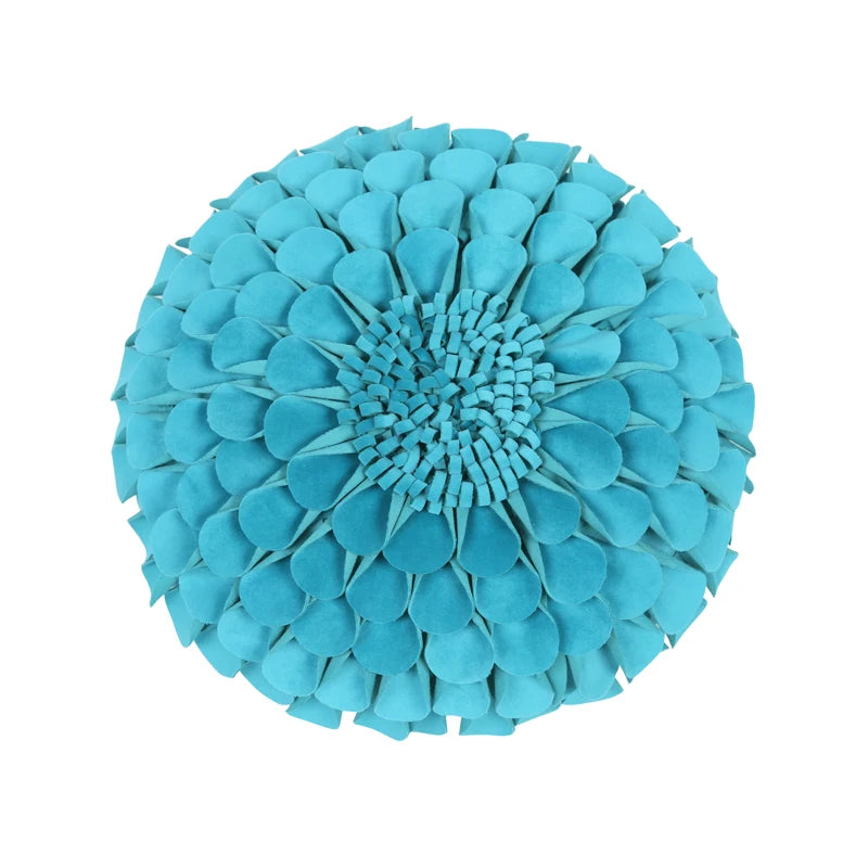 Round Blue Flower Pillow    40909762527298