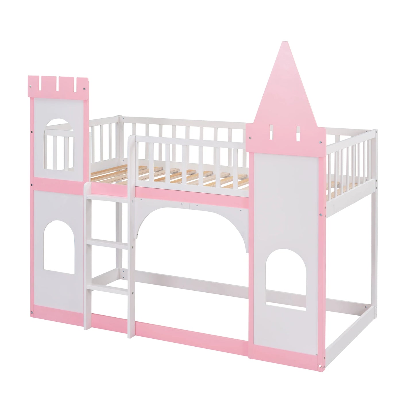 Twin Castle Bunk Bed with Ladder - Pink/Blue [US-W]