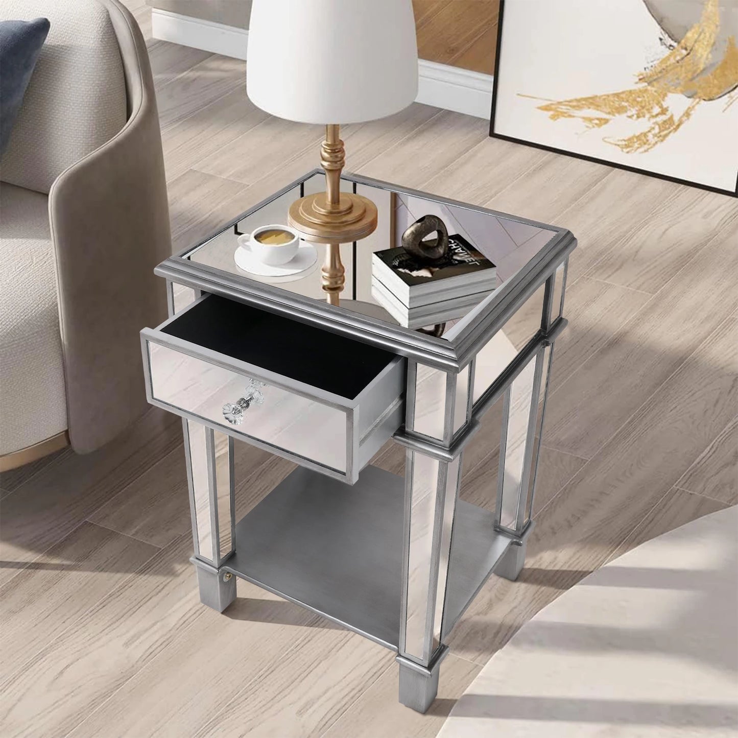 Silver Mirrored Accent Tables