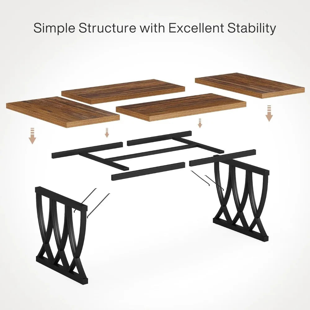 Heavy Duty Wood & Metal Frame Dining Table